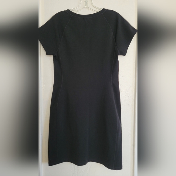 James Perse Standard Black Stretch Cotton Sheath Dress Size Large Short Sleeve - Picture 5 of 16